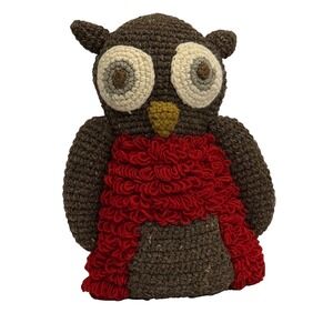 Midwest-CBK hand crocheted 100% wool owl decor pillow 17"